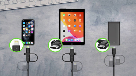 Belkin kabel BOOST CHARGE USB-C-Micro-USB-Lightning czarny (CAC001BT1MBK)