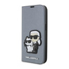 Karl Lagerfeld Booktype NFT Saffiano Karl & Choupette - Etui iPhone 14 Pro Max (Srebrny) (KLBKP14XSANKCPG)