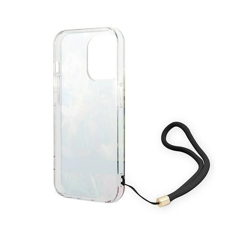 Guess Flower Cord - Etui ze smyczką iPhone 14 Pro Max (niebieski) (GUOHCP14XHFLSB)