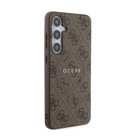 Guess 4G Collection Leather Metal Logo MagSafe - Etui Samsung Galaxy S24+ (brązowy) (GUHMS24MG4GFRW)
