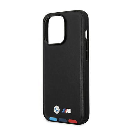BMW Leather Hot Stamp Tricolor MagSafe – Etui iPhone 14 Pro (Czarny) (BMHMP14L22PTDK)