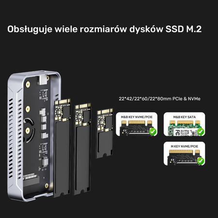 Unitek Aktywnie chłodzona obudowa M2 NvMe SSD USB4 40Gbps (S1242AGY01-EU)