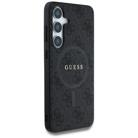Guess Leather 4G Colored Ring Classic Logo MagSafe - Etui do Samsung Galaxy S25 (czarny) (GUHMS25SG4GFRK)