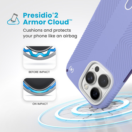 Speck Presidio2 Grip ClickLock & MagSafe - Etui iPhone 16 Pro Max (Future Lavender / Cassis Purple / White) (150725-3251)
