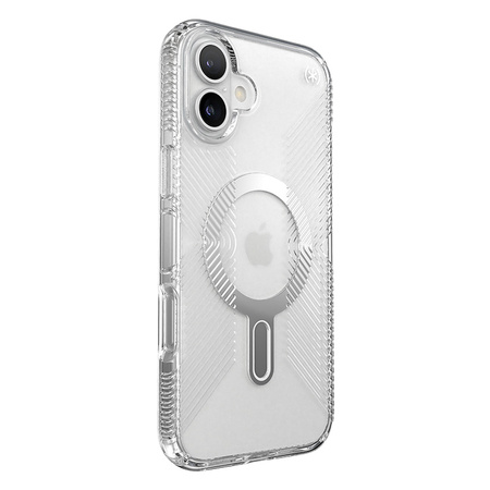Speck Presidio Perfect-Clear Grip ClickLock & MagSafe - Etui iPhone 16 Plus (Clear / Chrome Finish / Serene Silver) (150716-3199)