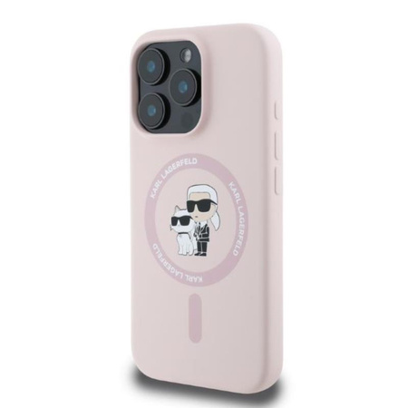 Karl Lagerfeld Silicone Karl & Choupette Ring MagSafe - Etui iPhone 16 Pro Max (różowy) (KLHMP16XSCMKCRHP)