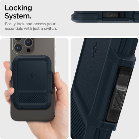 Spigen Lock Fit MagSafe - Portfel magnetyczny (Metal Slate) (AFA08526)