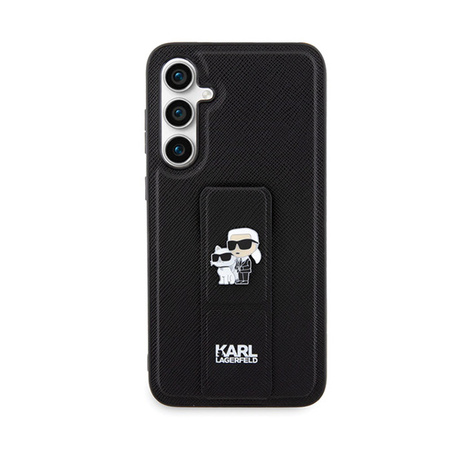 Karl Lagerfeld Gripstand Saffiano Karl & Choupette Pins - Etui Samsung Galaxy S23 FE (czarny) (KLHCS23FEGSAKCPK)