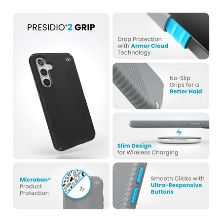 Speck Presidio2 Grip - Etui Samsung Galaxy S24+ (Black/Slate Grey/White) (150616-3205)