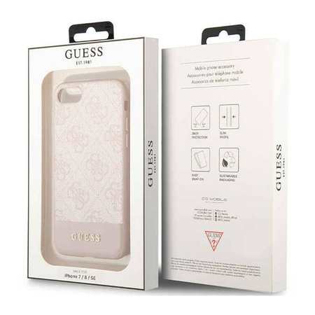 Guess 4G Bottom Stripe Collection - Etui iPhone iPhone SE (2022/2020) / 8 / 7  (różowy) (GUHCI8G4GLPI)