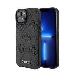 Guess Leather 4G Stamped - Etui iPhone 15 (czarny) (GUHCP15SP4EPMK)