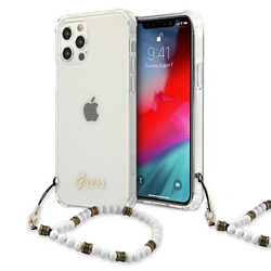 Guess White Pearl Strap - Etui iPhone 12 Pro Max (przezroczysty) (GUHCP12LKPSWH)