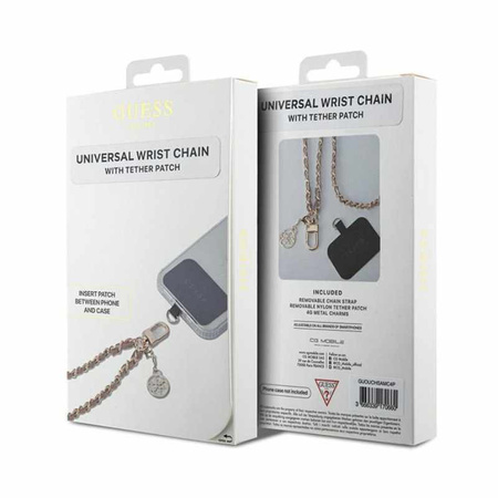Guess Universal Hand Strap Saffiano Chain 4G Charm - Uniwersalny pasek do telefonu (Różowy) (GUOUCHSAMC4P)