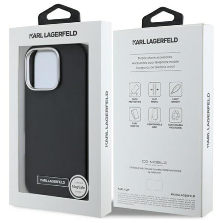 Karl Lagerfeld FW Metal Plate MagSafe - Etui iPhone 16 Pro (czarny) (KLHMP16LPGMSRPK)
