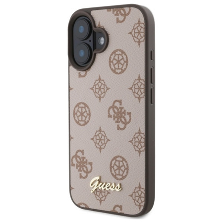Guess Peony Script MagSafe - Etui iPhone 16 (brązowy) (GUHMP16SPGPYSW)