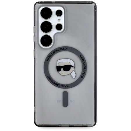 Karl Lagerfeld Button Karl Head Printed Logo MagSafe - Etui Samsung Galaxy S25 Ultra (czarny) (KLHMS25LHLSKIK)