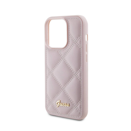 Guess Quilted Metal Logo - Etui iPhone 15 Pro Max (różowy) (GUHCP15XPSQSQSP)