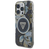 Guess Glitter Flowers Triangle Buttons MagSafe - Etui do iPhone 16 Pro (czarny) (GUHMP16LHFLPEDK)