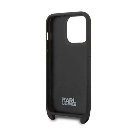Karl Lagerfeld Monogram Plaque Logo Strap - Etui iPhone 14 Pro (czarny) (KLHCP14LSTMMK)