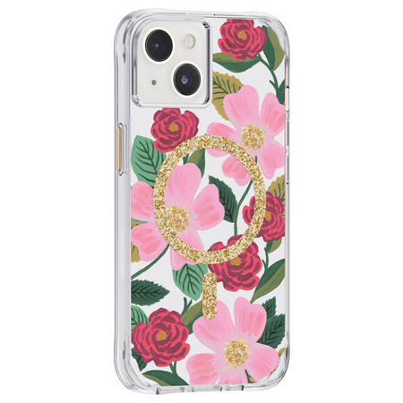 Rifle Paper Clear MagSafe - Etui iPhone 14 / iPhone 13 zdobione złotem (Rose Garden) (RP049188)