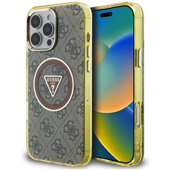 Guess IML Metal Glitter 4G Circle Triangle MagSafe - Etui do iPhone 16 Pro Max (brązowy) (GUHMP16XHG4PRTGW)