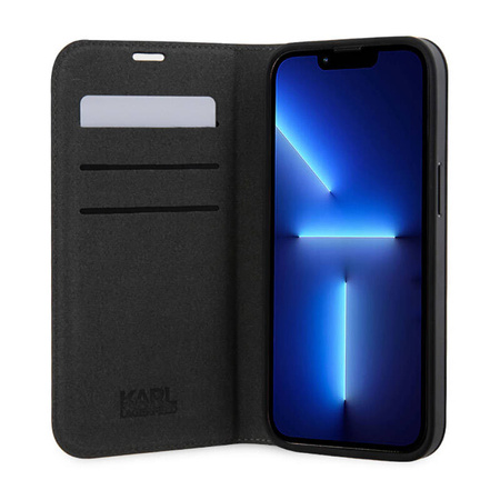 Karl Lagerfeld Booktype Saffiano Monogram - Etui iPhone 14 Pro (Czarny) (KLBKP14LSAKLHPK)