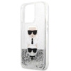 Karl Lagerfeld Liquid Glitter Karl & Choupette Head - Etui iPhone 13 Pro (srebrny) (KLHCP13LKICGLS)