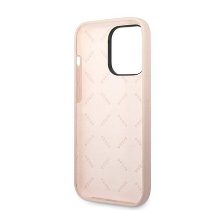 Guess Silicone Triangle Logo - Etui iPhone 14 Pro Max (różowy) (GUHCP14XSLTGP)