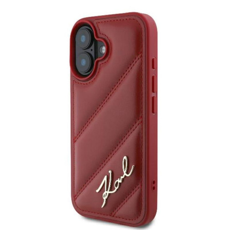 Karl Lagerfeld Quilted Signature - Etui iPhone 16 (czerwony) (KLHCP16SPQDSMGR)