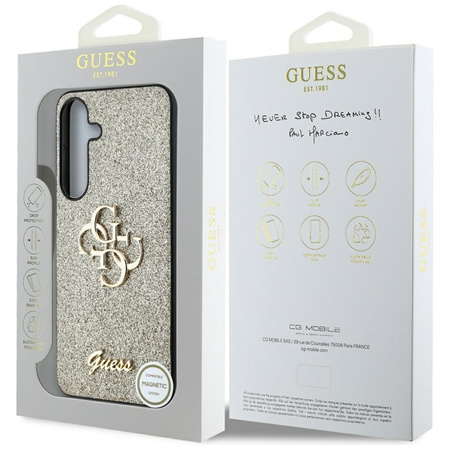 Guess Fixed Glitter Big 4G Metal Logo - Etui do Samsung Galaxy S25 (złoty) (GUHCS25SHG4SGD)