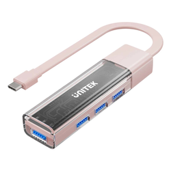 Unitek hub dwukierunkowy USB C/USB A 5Gbps, 4x USB A różowy (H1319APK01)
