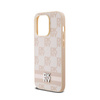 DKNY Leather Checkered Mono Pattern & Printed Stripes - Etui iPhone 14 Pro (różowy) (DKHCP14LPCPTSSP)