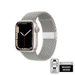 Crong Wave Band – Pleciony pasek do Apple Watch 38/40/41/42 mm (jasny szary) (CRG-40WAV-CMP)