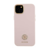 Guess Silicone Logo Strass 4G - Etui iPhone 15 (różowy) (GUHCP15SM4DGPP)