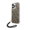 Guess 4G Print Cord - Etui ze smyczką iPhone 14 Pro Max (brązowy) (GUOHCP14XH4STW)