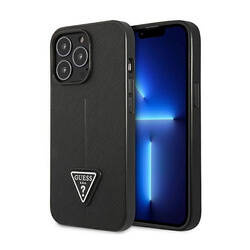 Guess Saffiano Triangle Logo Case – Etui iPhone 14 Pro (czarny) (GUHCP14LPSATLK)