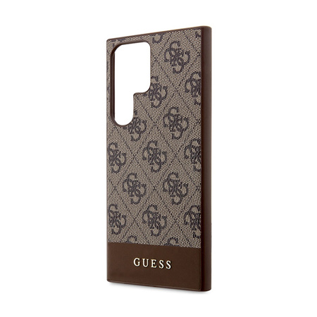 Guess 4G Bottom Stripe Metal Logo Collection - Etui Samsung Galaxy S24 Ultra (brązowy) (GUHCS24LG4GLBR)