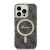 Guess Bundle Pack MagSafe 4G - Zestaw etui + ładowarka MagSafe iPhone 14 Pro Max (czarny/złoty) (GUBPP14XH4EACSK)