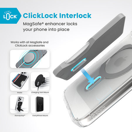 Speck Presidio Perfect-Clear ClickLock & MagSafe - Etui iPhone 16 Pro Max (Clear / Chrome Finish / Serene Silver) (150727-3199)