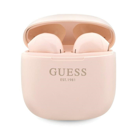 Guess True Wireless Script Logo BT5.3 - Słuchawki TWS + etui ładujące (różowy) (GUTWST26PSP)