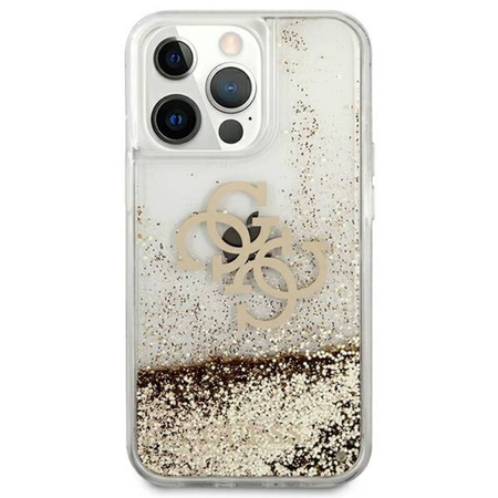 Guess Liquid Glitter 4G Big Logo - Etui iPhone 13 Pro Max (złoty) (GUHCP13XLG4GGO)