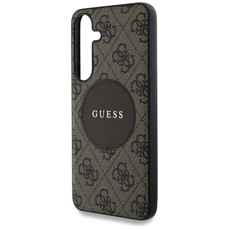 Guess 4G Round Patch Classic Logo MagSafe - Etui do Samsung Galaxy S25 (brązowy) (GUHMS25SP4PGRSGW)