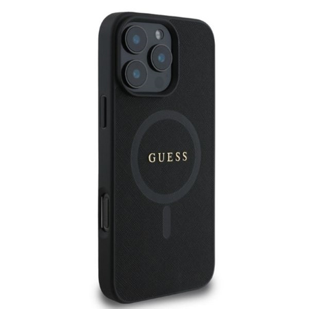 Guess Saffiano Classic Logo MagSafe - Etui iPhone 16 Pro (czarny) (GUHMP16LPSAHMCK)