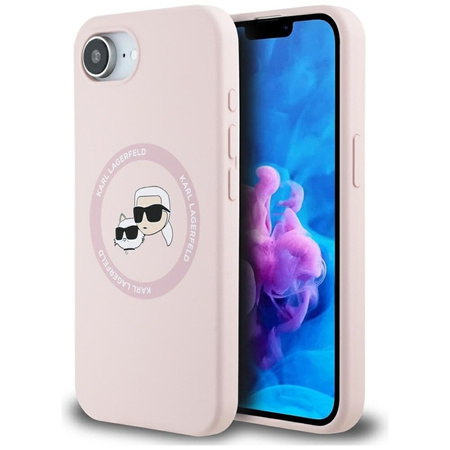 Karl Lagerfeld Silicone Karl & Choupette Heads MagSafe - Etui do iPhone 16e (różowy) (KLHMPSE4SKCHTCP)