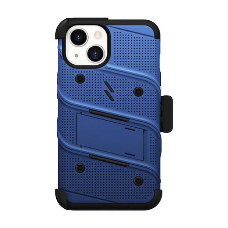ZIZO BOLT Series - Pancerne etui iPhone 14 ze szkłem 9H na ekran + uchwyt z podstawką (niebieski) (BOLT-IPH14-BLBK)