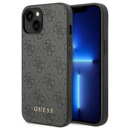 Guess 4G Metal Gold Logo – Etui iPhone 14 (szary) (GUHCP14SG4GFGR)