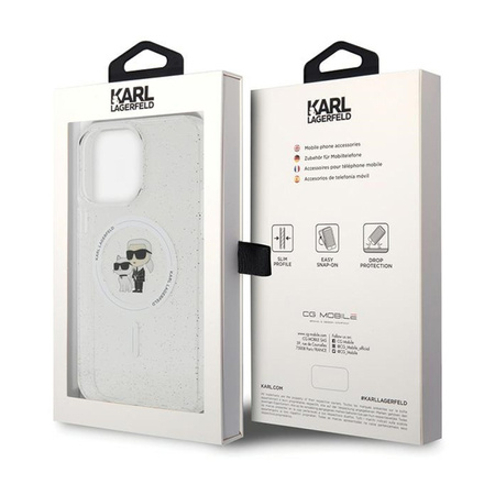 Karl Lagerfeld Karl & Choupette Glitter MagSafe - Etui iPhone 14 Pro Max (przezroczysty) (KLHMP14XHGKCNOT)