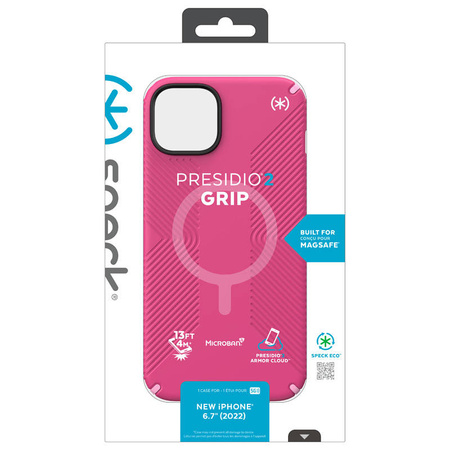 Speck Presidio2 Grip MagSafe - Antypoślizgowe etui iPhone 14 Plus (Digitalpink / Blossompink / White) (150117-3067)