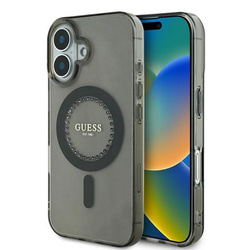 Guess IML Rhinestones MagSafe - Etui iPhone 16 (czarny) (GUHMP16SPFTDTEK)