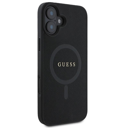 Guess Saffiano Classic Logo MagSafe - Etui iPhone 16 Plus (czarny) (GUHMP16MPSAHMCK)